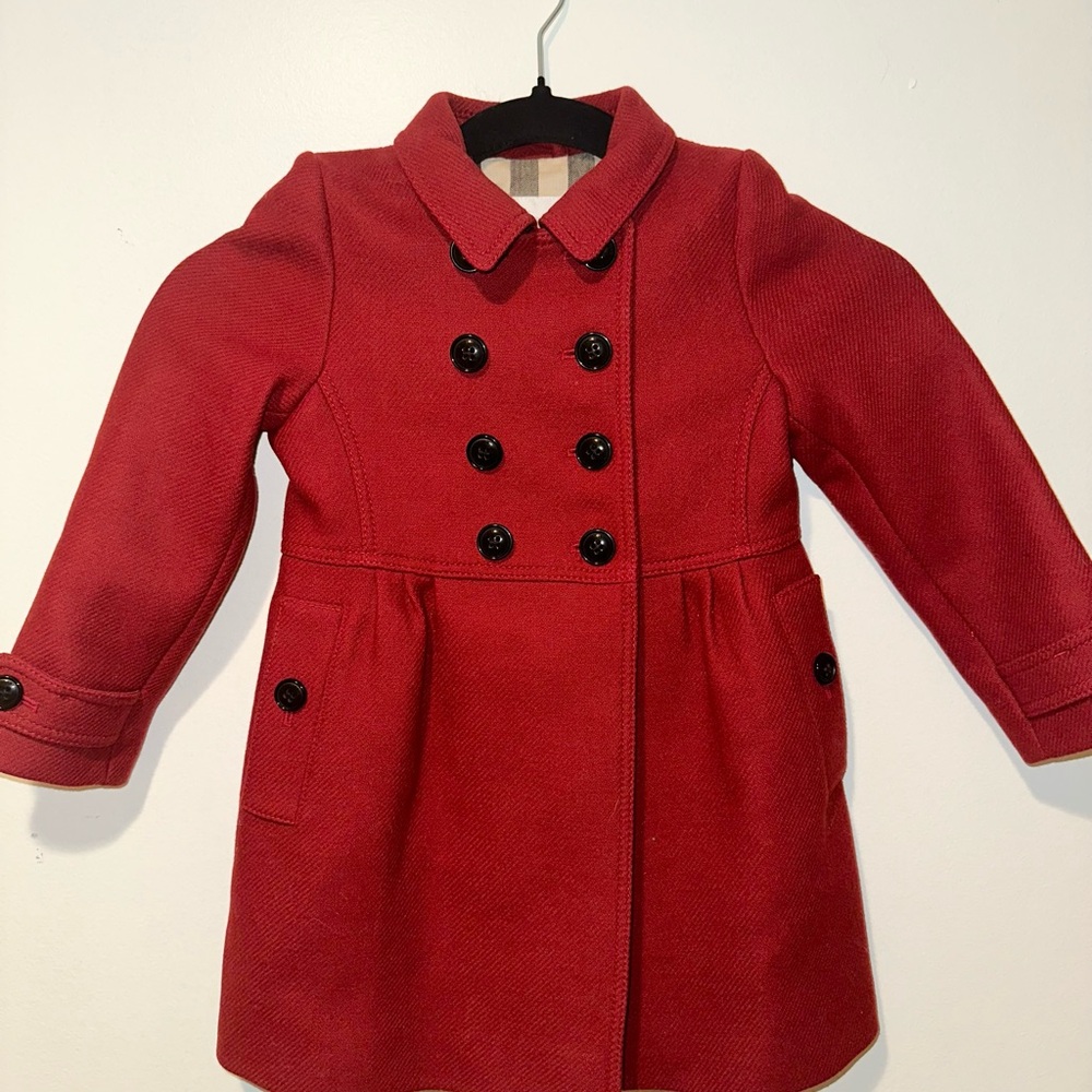 Burberry Kids Red Pea Coat